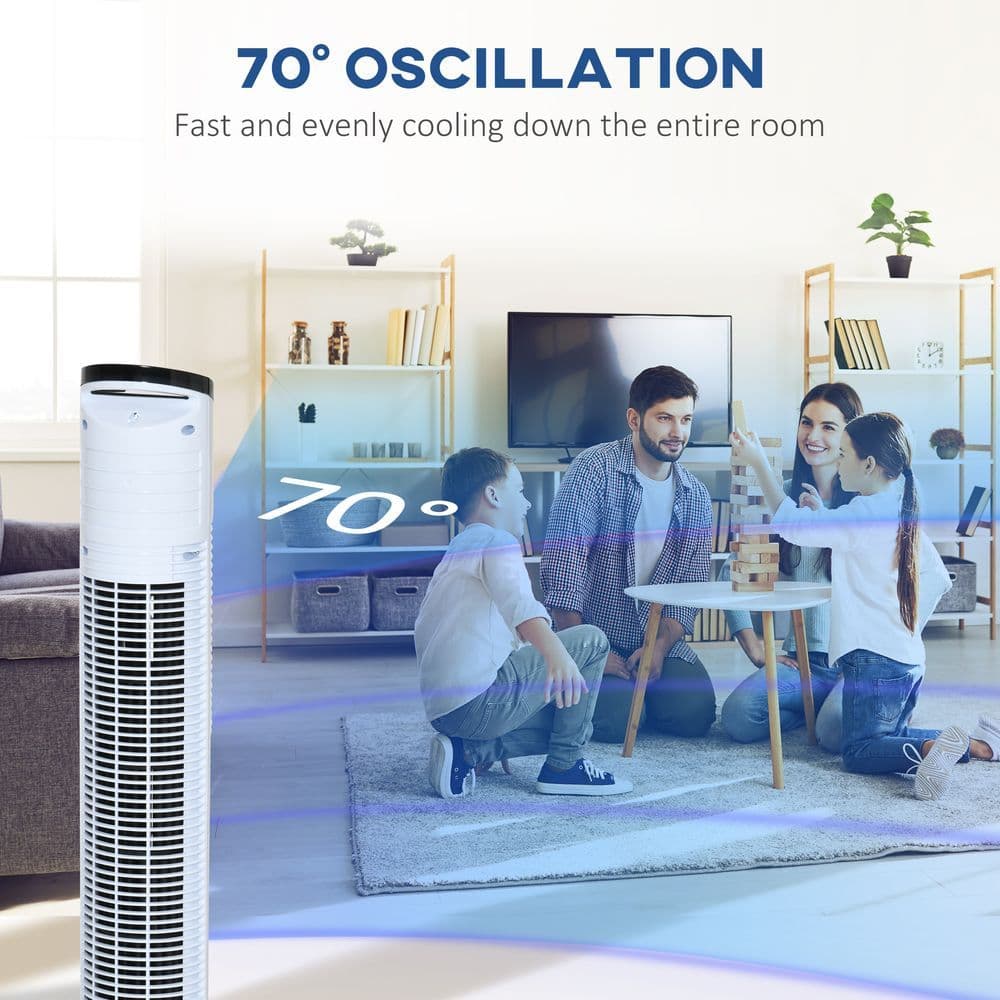 image-Tower Fan, 3 Speed 3 Mode, Oscillation Remote Black/White