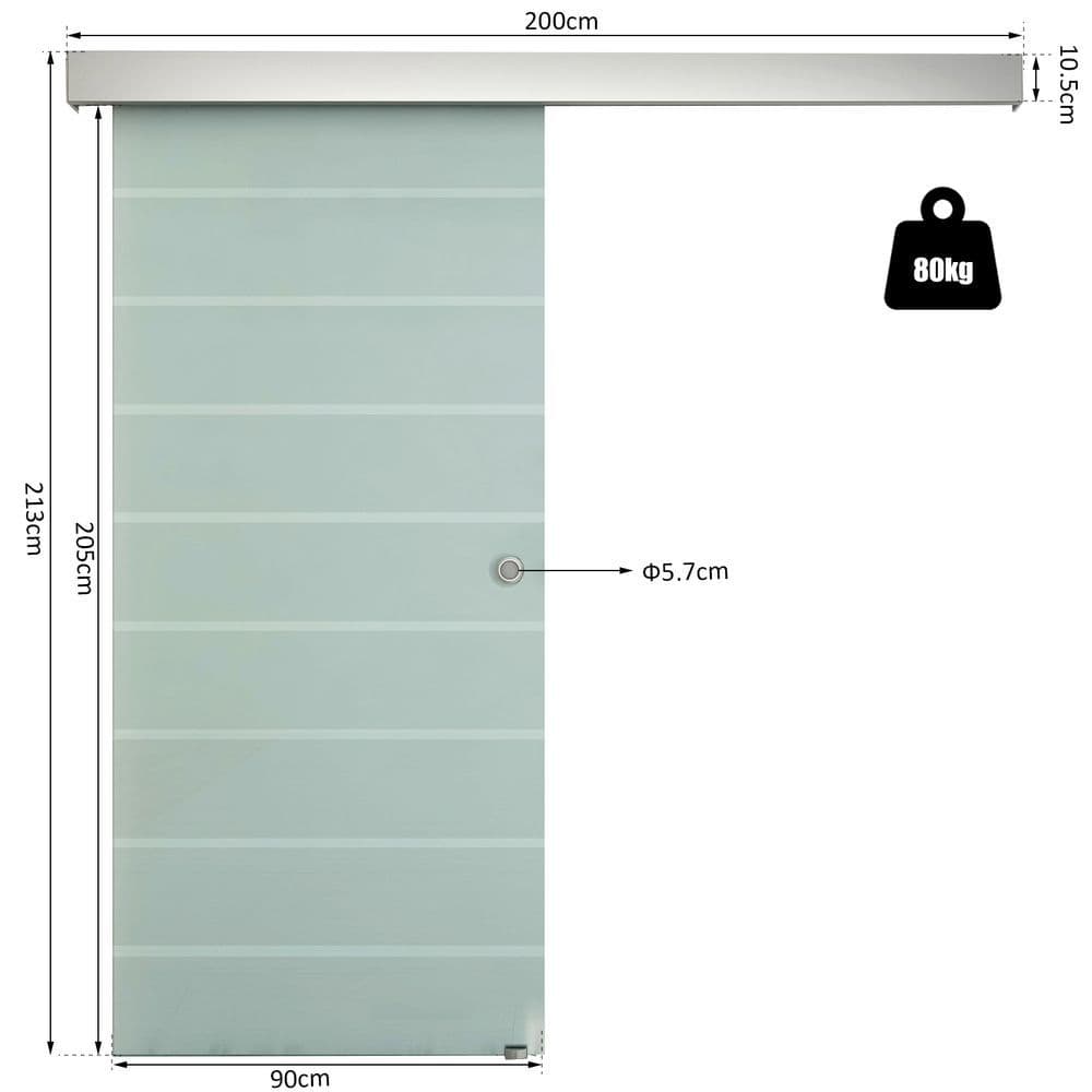 image-Tempered Sliding Barn Door Kit Aluminum-alloy Rail Frosted Glass