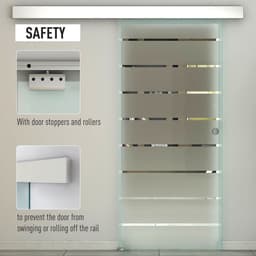 image-Tempered Sliding Barn Door Kit Aluminum-alloy Rail Frosted Glass