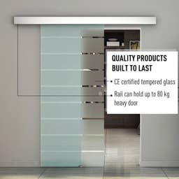 image-Tempered Sliding Barn Door Kit Aluminum-alloy Rail Frosted Glass