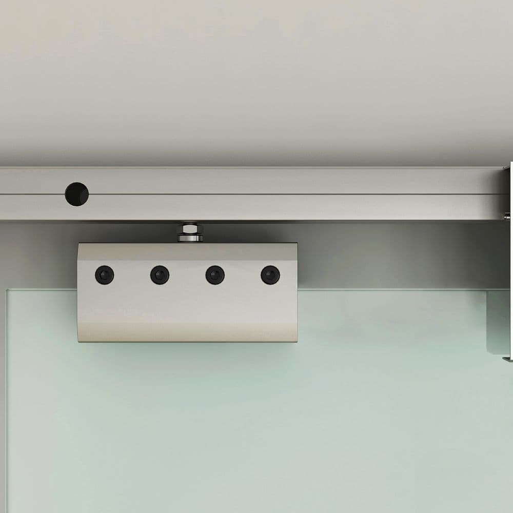 image-Tempered Sliding Barn Door Kit Aluminum-alloy Rail Frosted Glass