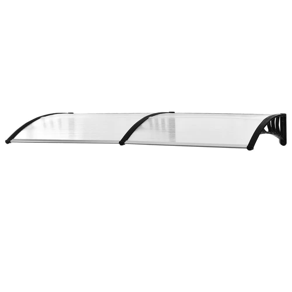 image-Outsunny 80 L x 195 W x 23 H cm Clear Polycarbonate Curved Awning White