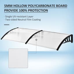 image-Outsunny 80 L x 195 W x 23 H cm Clear Polycarbonate Curved Awning White