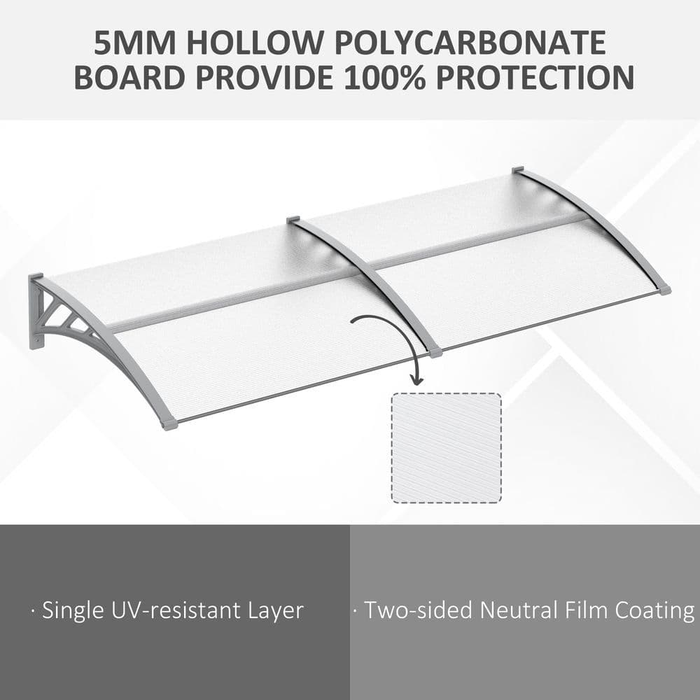 image-Door Canopy Awning Outdoor Window Rain Shelter Cover Clear