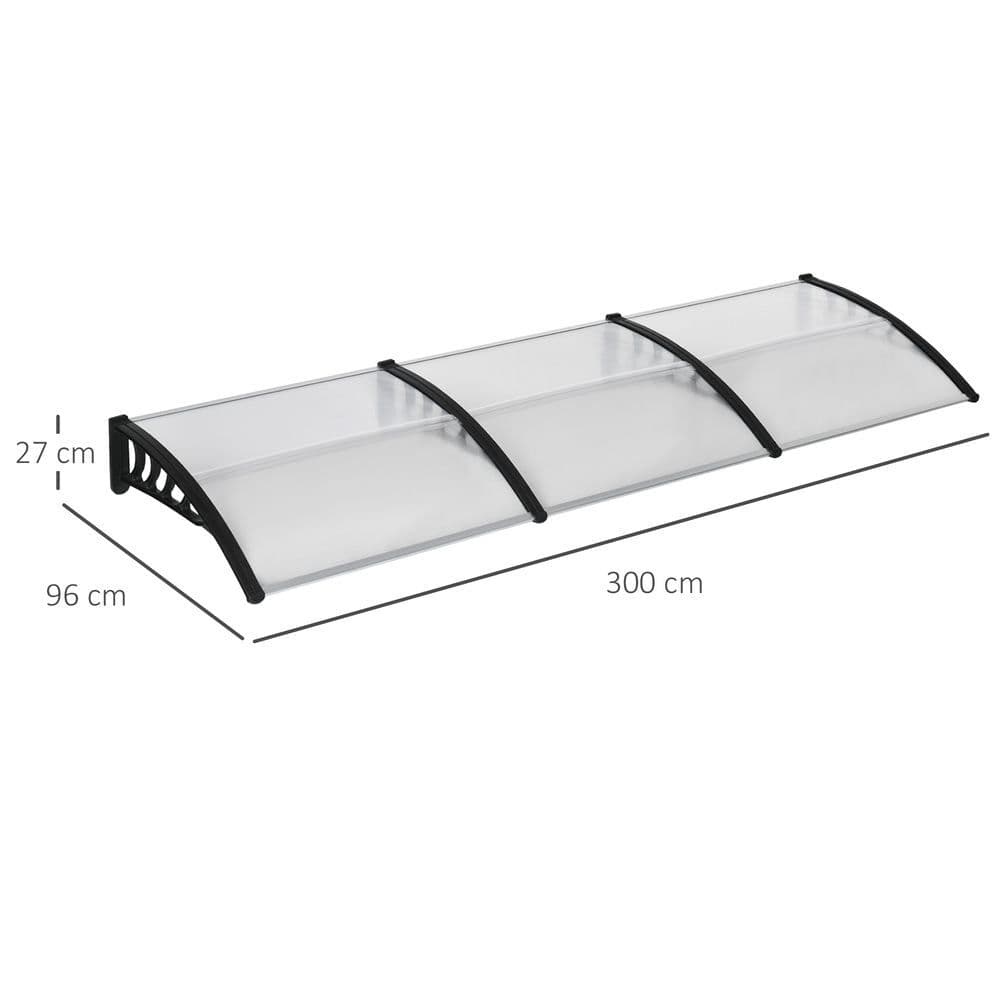 image-Front Door Canopy, Outdoor Awning, 300 x 100cm Rain Shelter Clear 300x100
