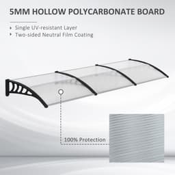 image-Front Door Canopy, Outdoor Awning, 300 x 100cm Rain Shelter Clear 300x100
