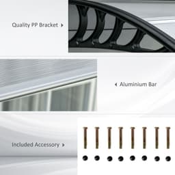 image-Front Door Canopy, Outdoor Awning, 300 x 100cm Rain Shelter Clear 300x100