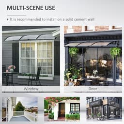 image-Front Door Canopy, Outdoor Awning, 300 x 100cm Rain Shelter Clear 300x100