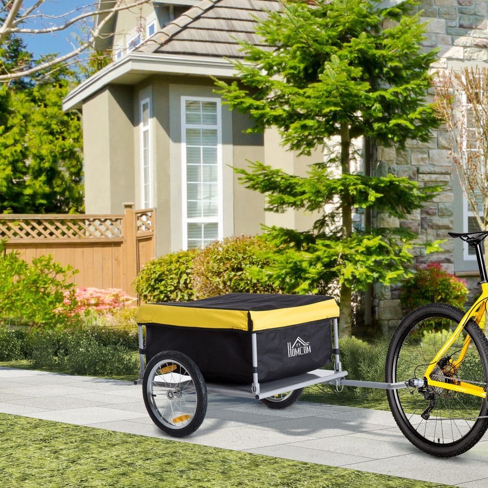 image-Steel Frame Bike Cargo Trailer Storage Cart Yellow