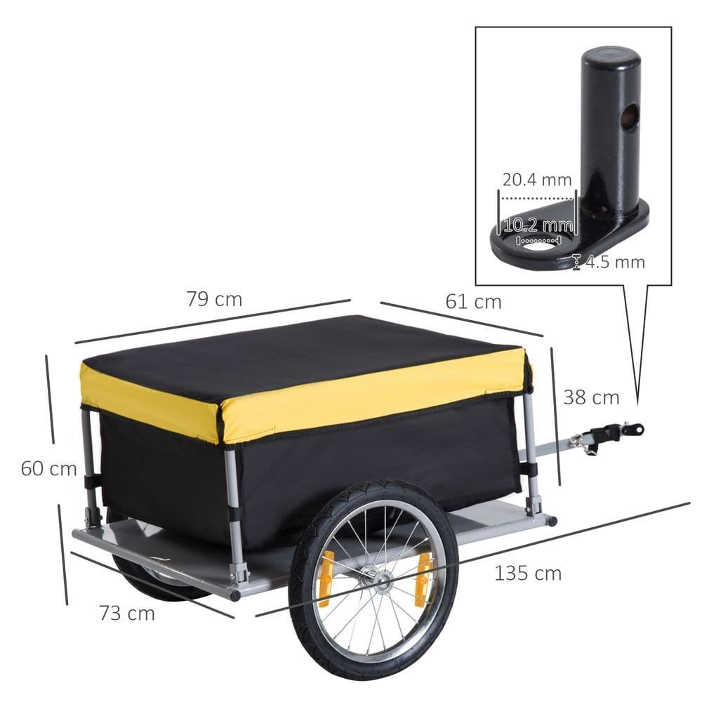 image-Steel Frame Bike Cargo Trailer Storage Cart Yellow