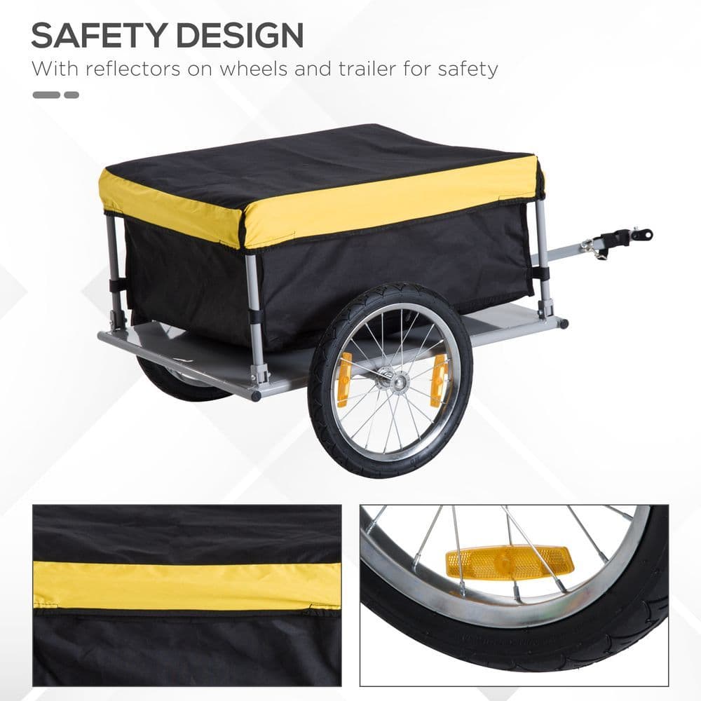 image-Steel Frame Bike Cargo Trailer Storage Cart Yellow