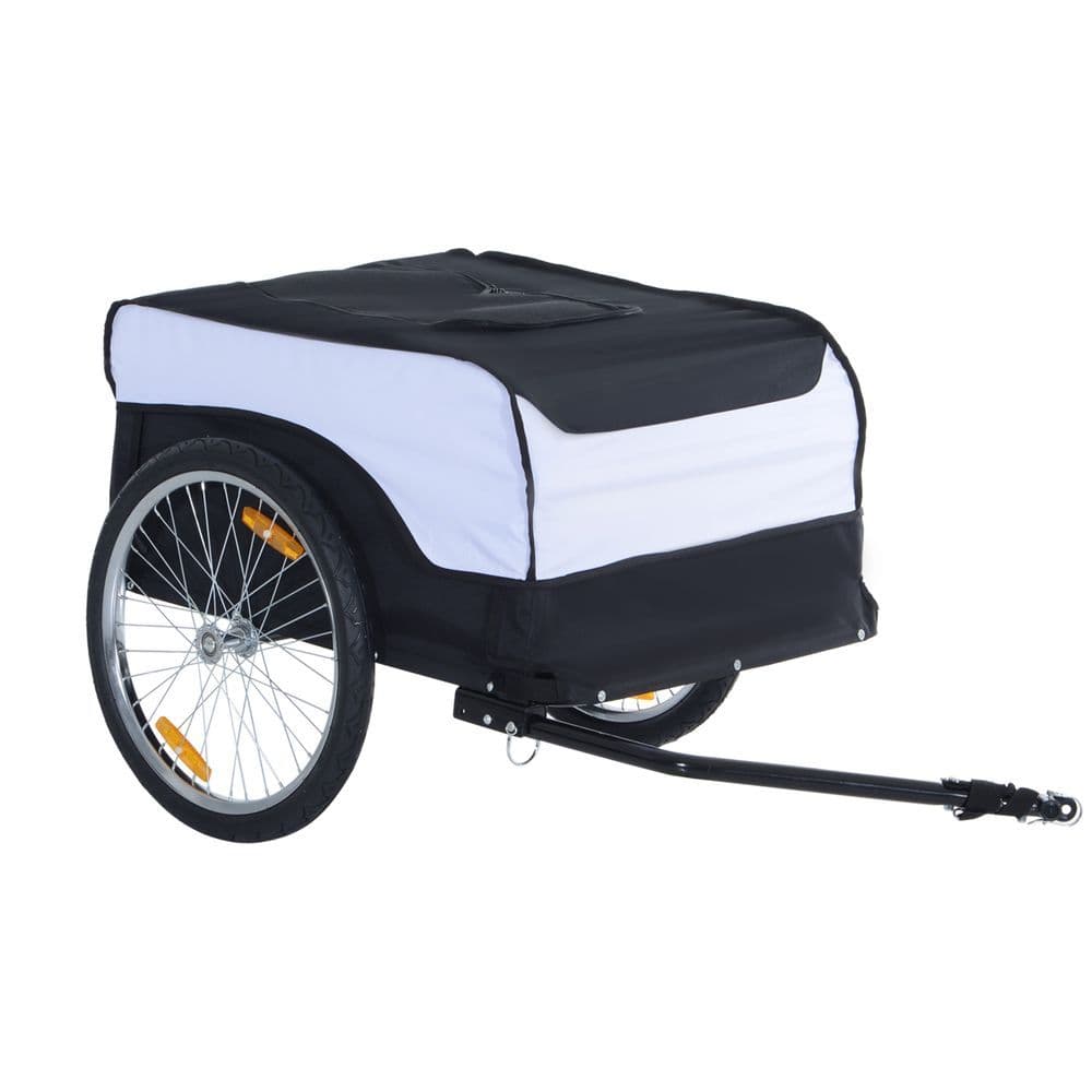 image-Bicycle Cargo Trailer Cover Black White Bike in Steel Frame Cover & Hitch Bike