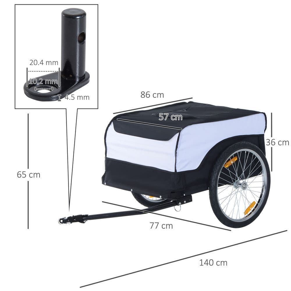 image-Bicycle Cargo Trailer Cover Black White Bike in Steel Frame Cover & Hitch Bike