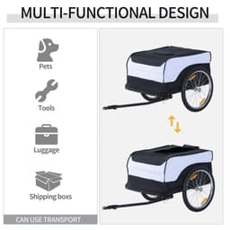 image-Bicycle Cargo Trailer Cover Black White Bike in Steel Frame Cover & Hitch Bike