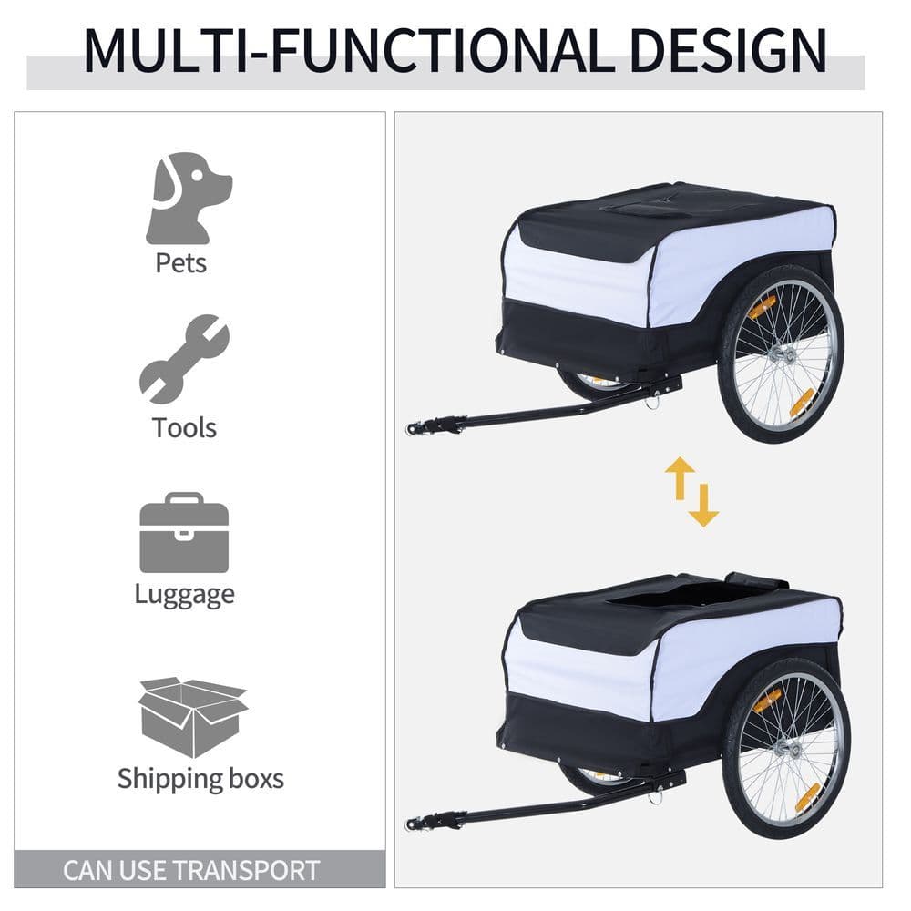 image-Bicycle Cargo Trailer Cover Black White Bike in Steel Frame Cover & Hitch Bike