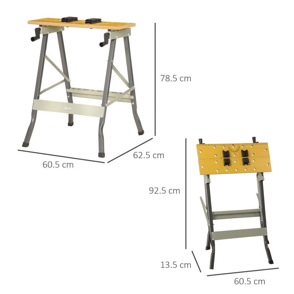 image-4-1 Work Bench, Saw Horse Clamp Table for DIY Home Garage, Grey