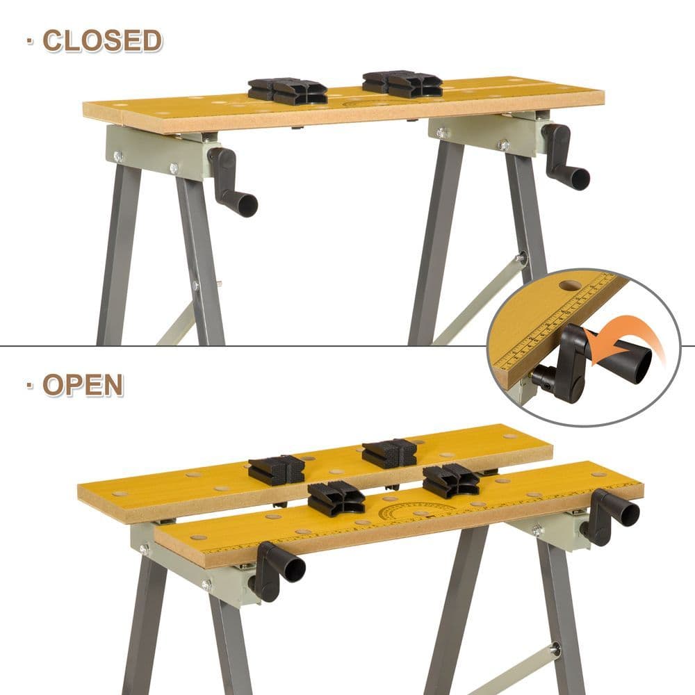 image-4-1 Work Bench, Saw Horse Clamp Table for DIY Home Garage, Grey