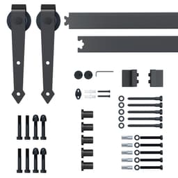 image-6ft 1.8m Sliding Wood Barn Door Stainless Steel Set Carbon Kits