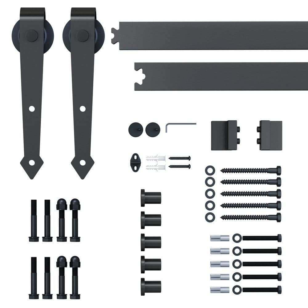 image-6ft 1.8m Sliding Wood Barn Door Stainless Steel Set Carbon Kits