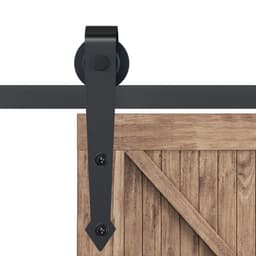 image-6ft 1.8m Sliding Wood Barn Door Stainless Steel Set Carbon Kits