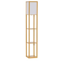 image-4-Tier Floor Lamp, Floor Light with Storage Shelf, Natural 3-Tier