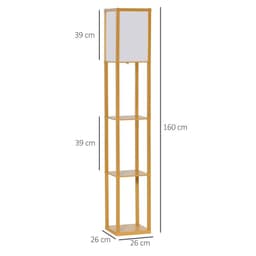 image-4-Tier Floor Lamp, Floor Light with Storage Shelf, Natural 3-Tier