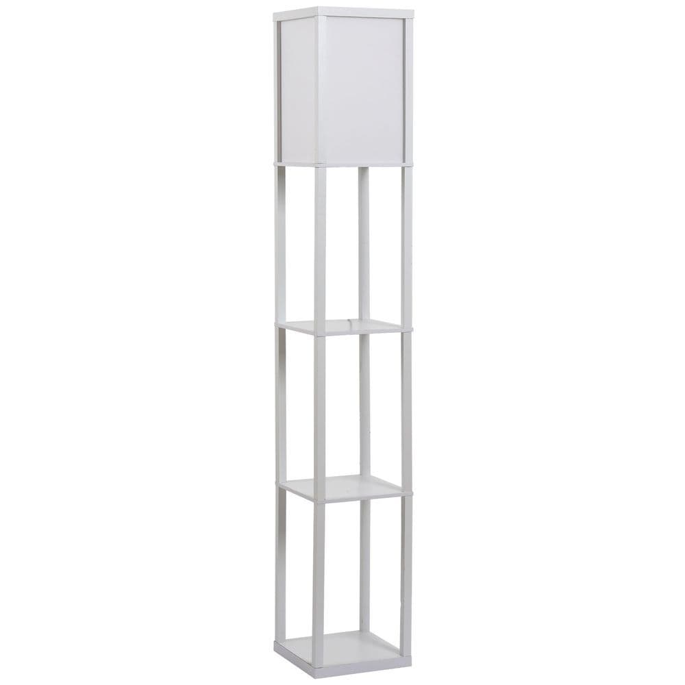 image-4-Tier Floor Lamp, Floor Light with Storage Shelf, White 3-Tier