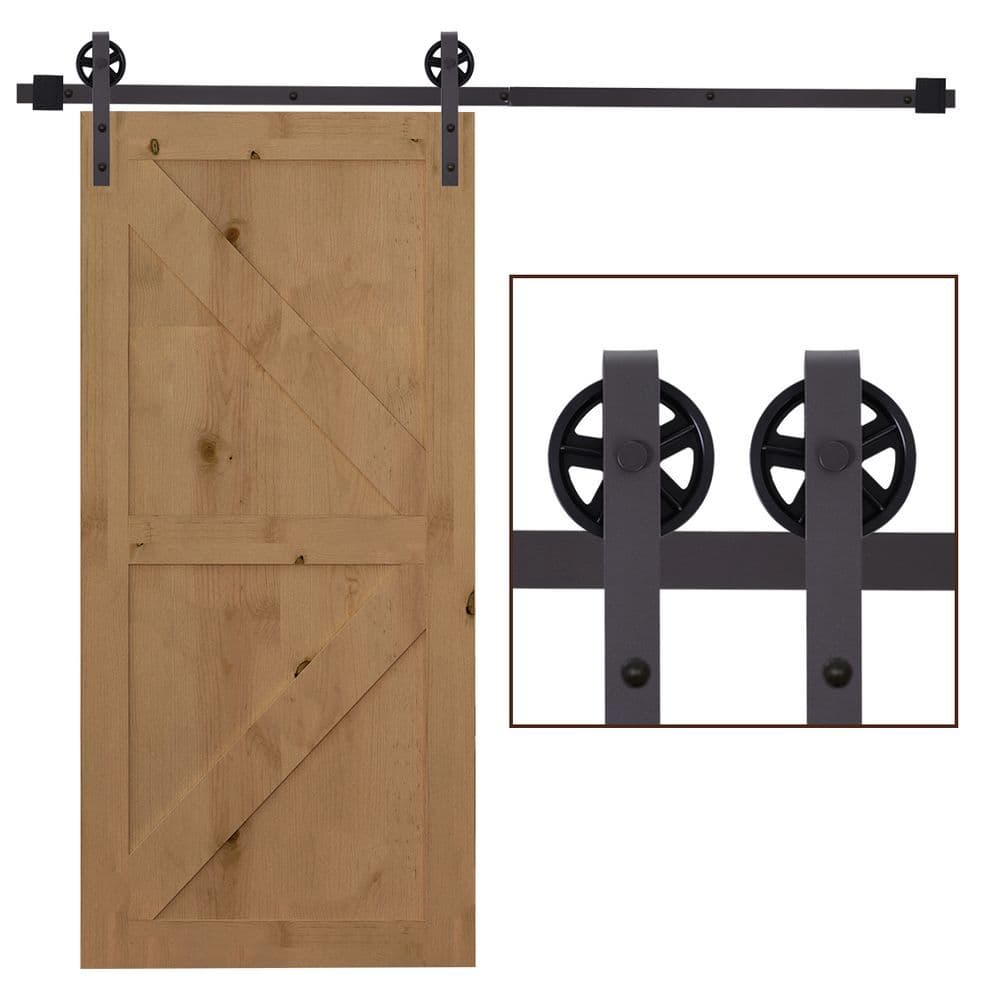 image-Sliding Door Rail Barn Door Kit Single Wooden 6FT /1830mm