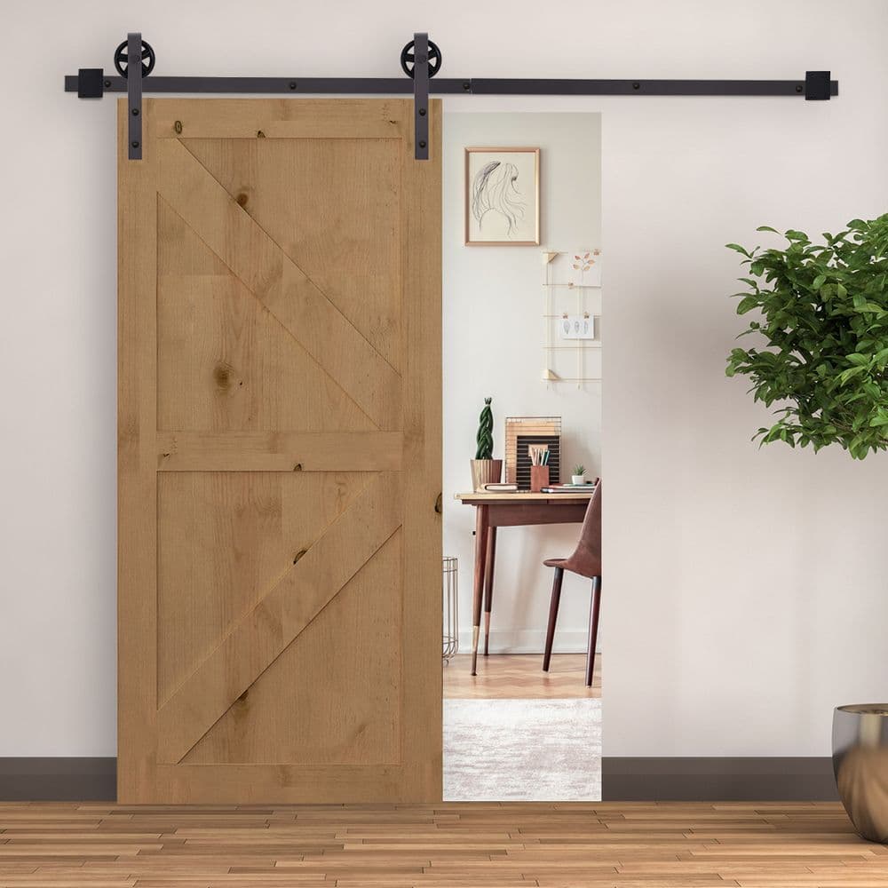 image-Sliding Door Rail Barn Door Kit Single Wooden 6FT /1830mm
