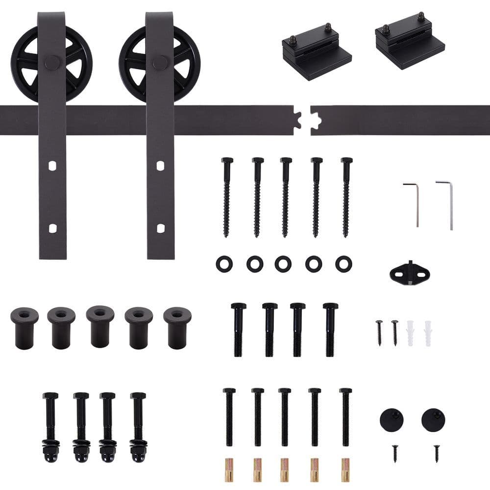 image-Sliding Door Rail Barn Door Kit Single Wooden 6FT /1830mm
