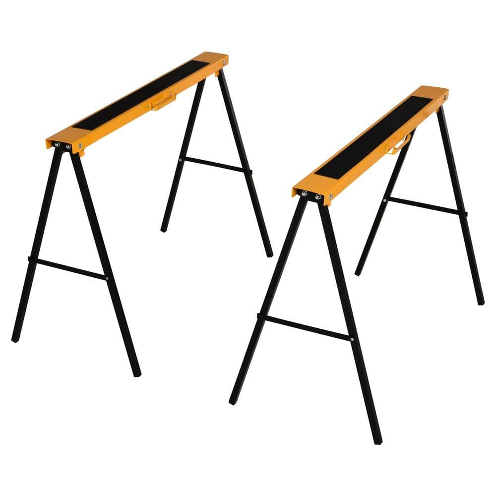 image-Steel Non-Slip 2-Peice Saw Horse Black/Yellow