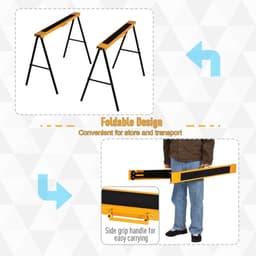 image-Steel Non-Slip 2-Peice Saw Horse Black/Yellow