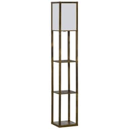 image-4-Tier Floor Lamp, Floor Light with Storage Shelf, Brown 3-Tier
