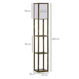 image-4-Tier Floor Lamp, Floor Light with Storage Shelf, Brown 3-Tier