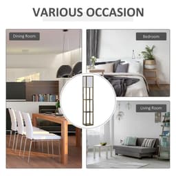 image-4-Tier Floor Lamp, Floor Light with Storage Shelf, Brown 3-Tier
