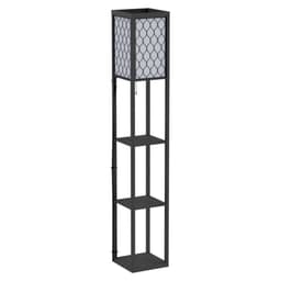 image-Shelf Floor Lamp W/4-tier Open Shelves Wooden, 26L x 26W x 160Hcm-Black/White