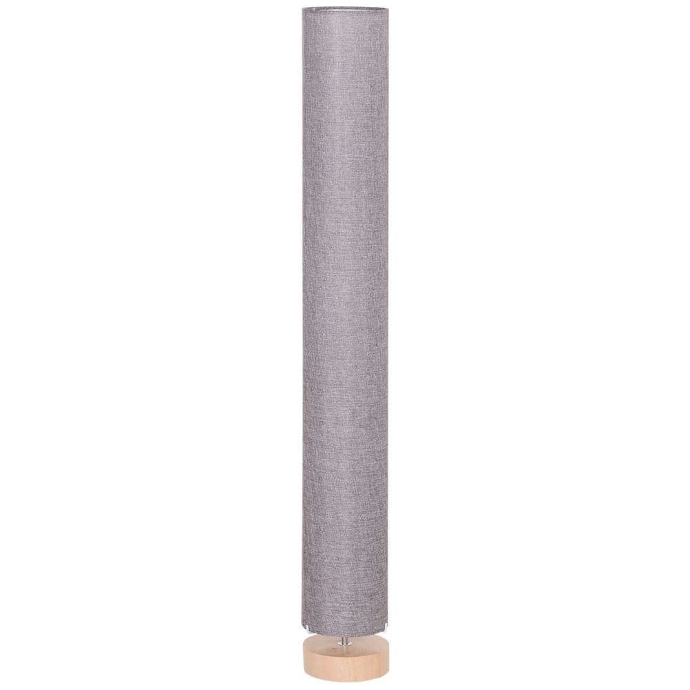 image-120H cm Wooden Base Floor Lamp W/Linen Fabric-Grey