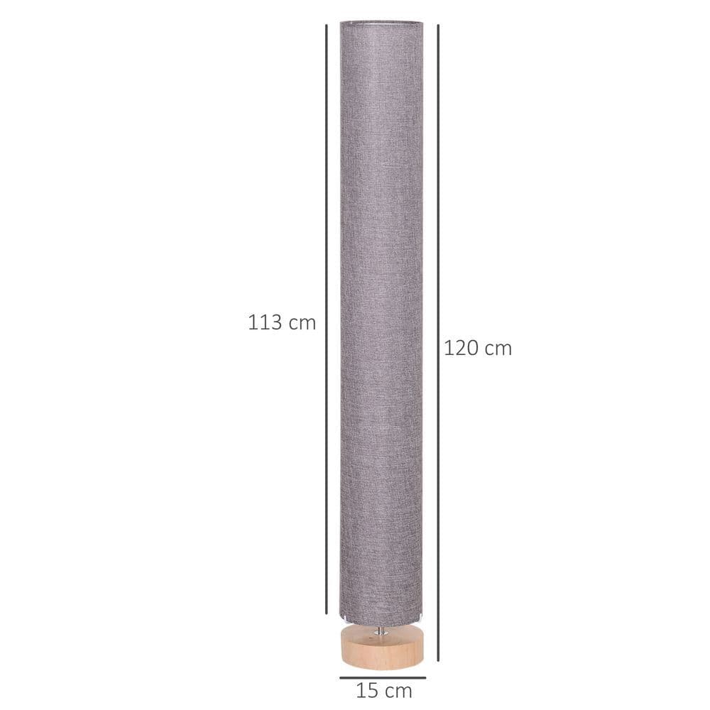 image-120H cm Wooden Base Floor Lamp W/Linen Fabric-Grey
