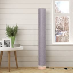 image-120H cm Wooden Base Floor Lamp W/Linen Fabric-Grey