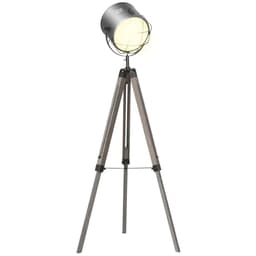 image-Pine Wood Tripod Spotlight Floor Lamp Brown/Black