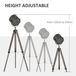 image-Pine Wood Tripod Spotlight Floor Lamp Brown/Black