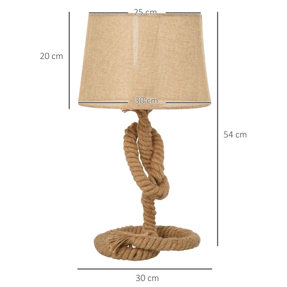 image-Hemp Rope Linen Shade Table Lamp Beige
