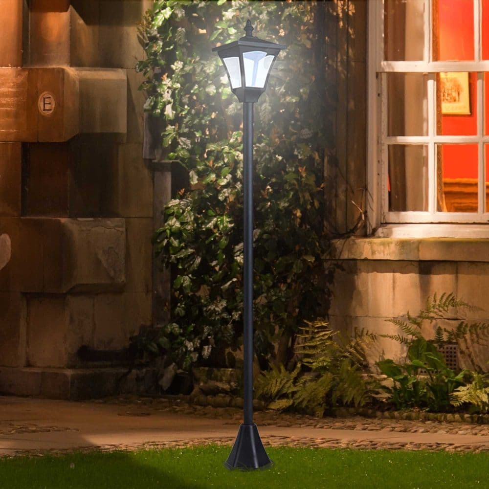 image-Outdoor Garden Solar Post Lamp Dimmable LED Lantern Bollard 1.2M Tall Black