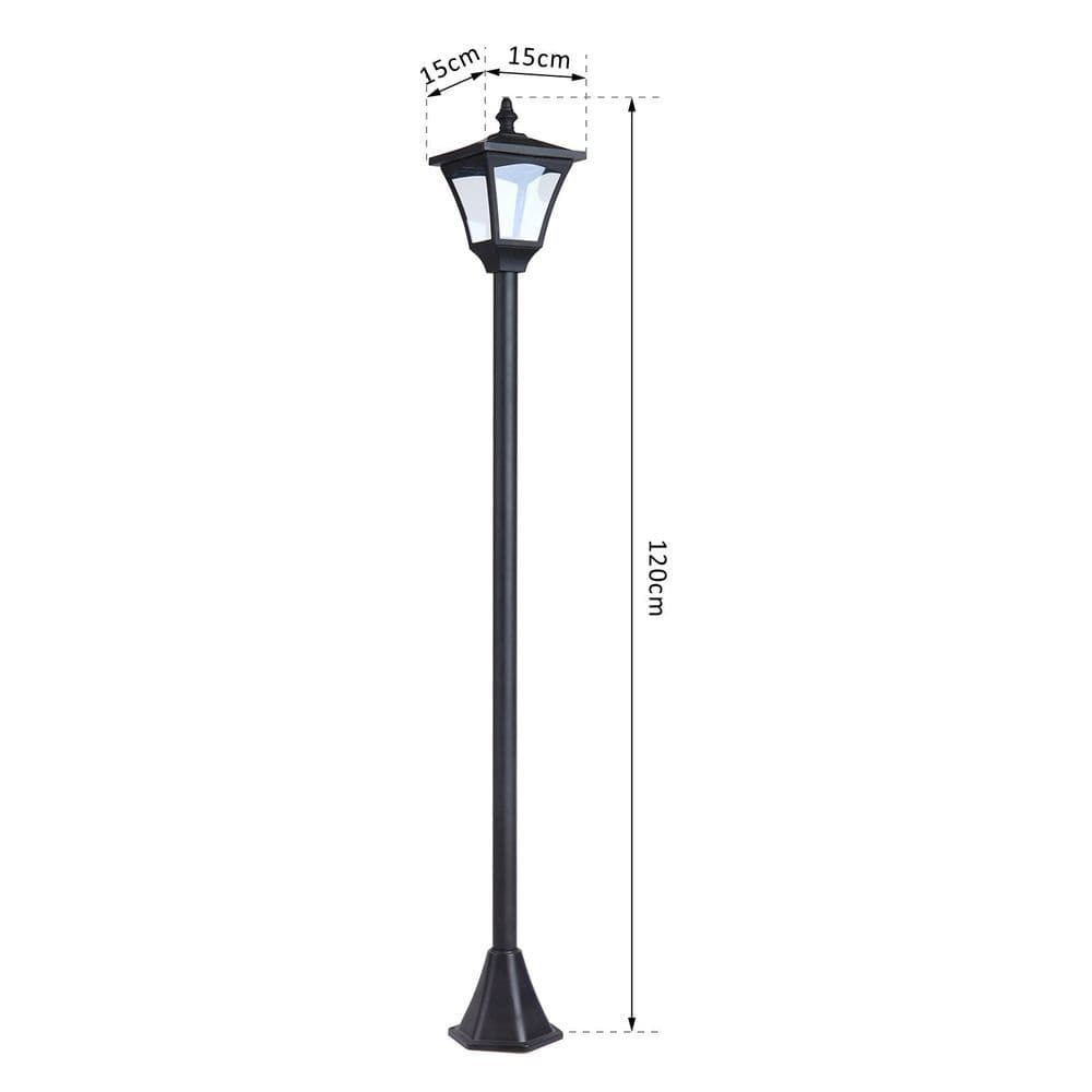 image-Outdoor Garden Solar Post Lamp Dimmable LED Lantern Bollard 1.2M Tall Black