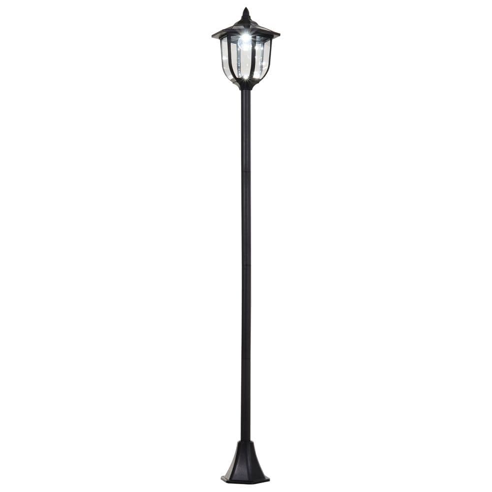 image-1.77m Tall Free-Standing ABS Garden Solar LED Lamp Post Black
