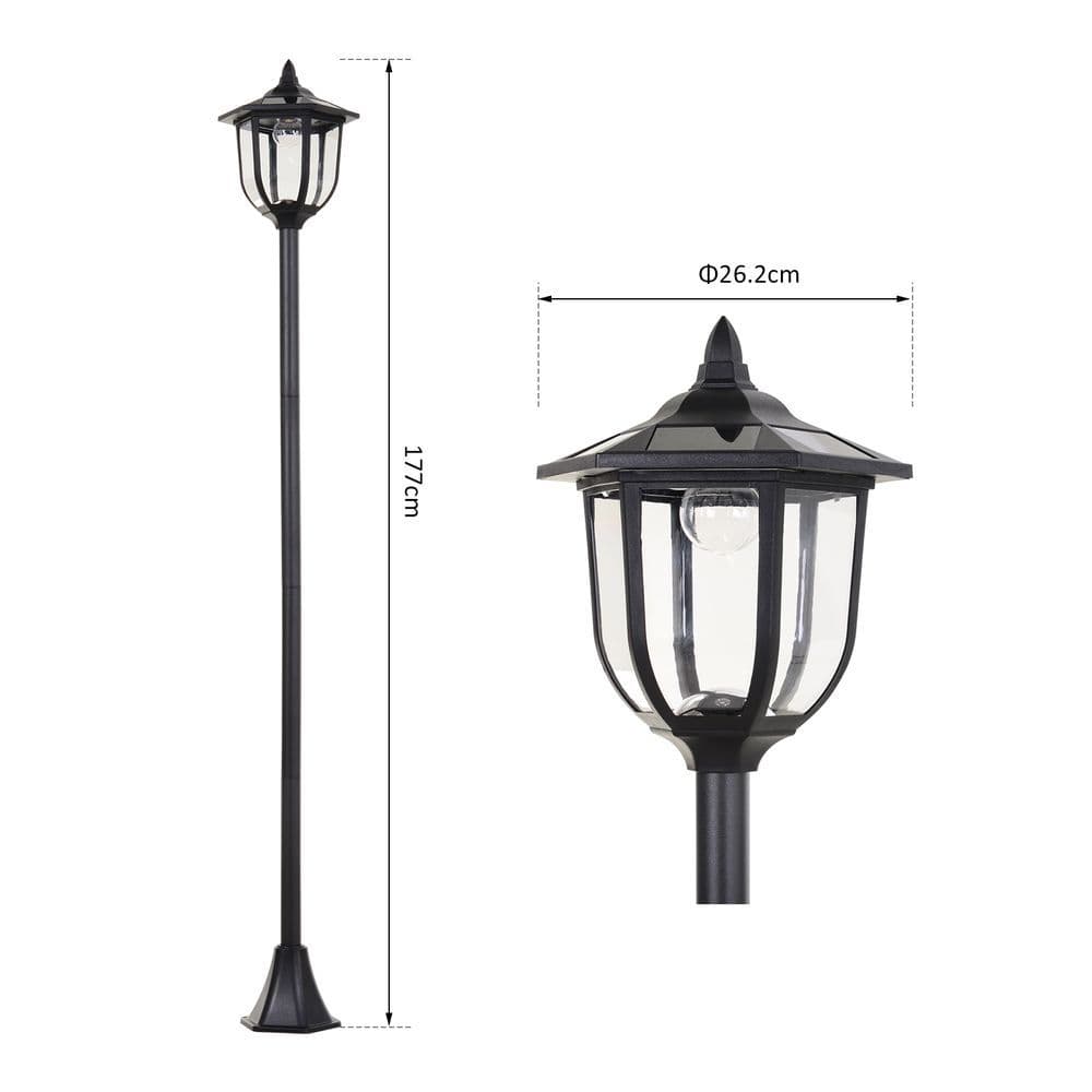 image-1.77m Tall Free-Standing ABS Garden Solar LED Lamp Post Black