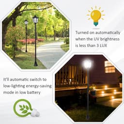 image-1.77m Tall Free-Standing ABS Garden Solar LED Lamp Post Black