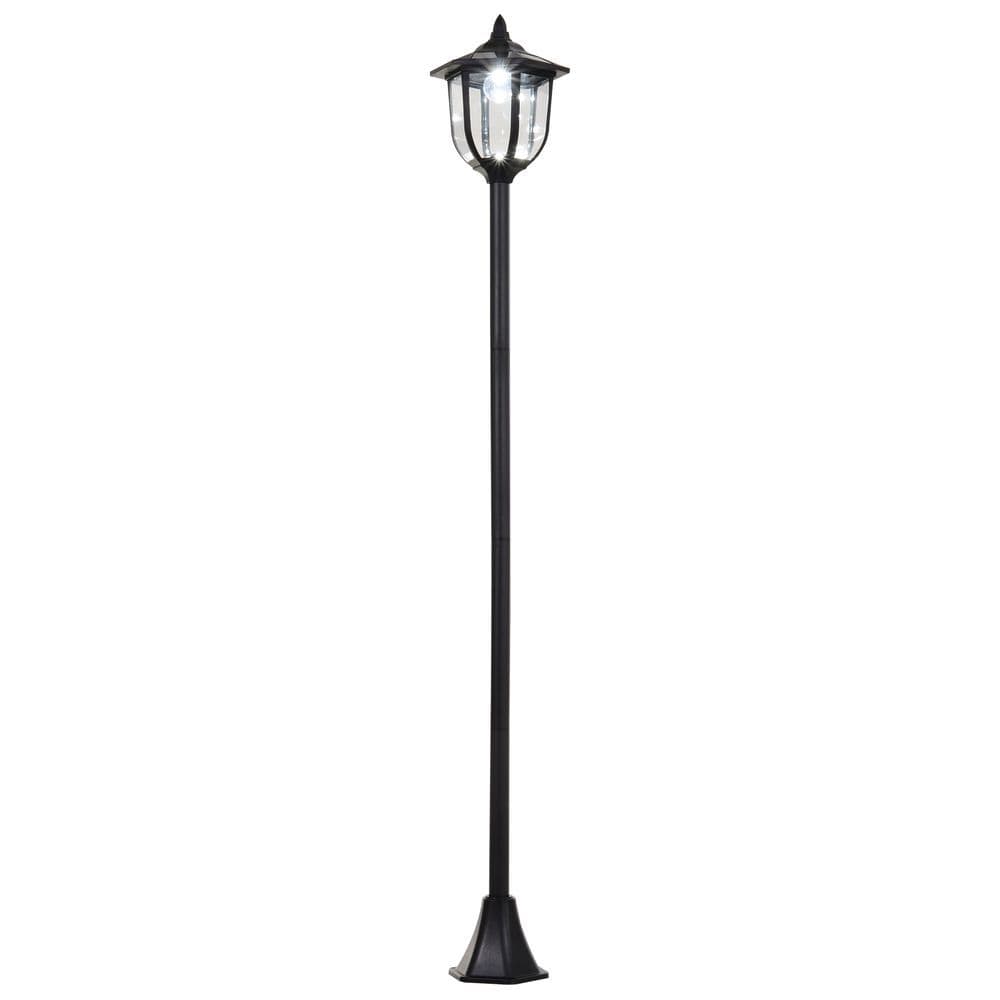 image-1.77m Tall Free-Standing ABS Garden Solar LED Lamp Post Black