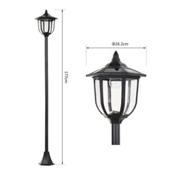 image-1.77m Tall Free-Standing ABS Garden Solar LED Lamp Post Black
