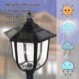 image-1.77m Tall Free-Standing ABS Garden Solar LED Lamp Post Black